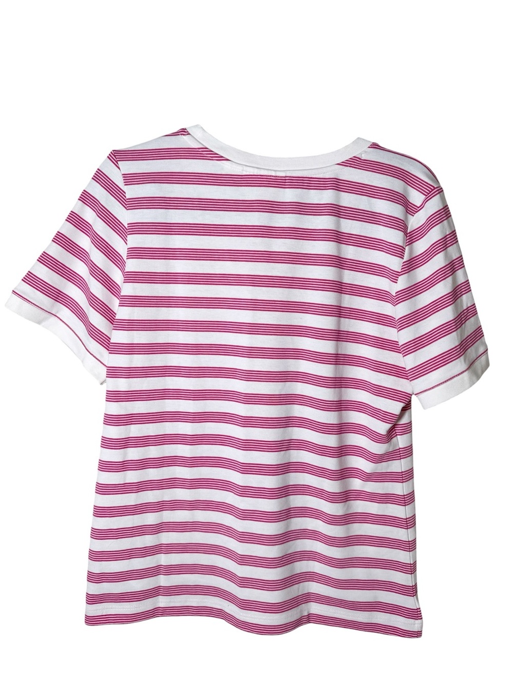 Anthropologie Maeve Striped Crew Tee | Pink White Stripes NWT Size XL - Picture 4 of 4